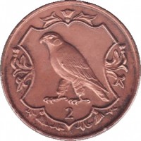 Isle of Man coin 2 Pence - Elizabeth II - 3'rd Portrait (1985 - 1987) reverse reverse of 2 Pence - Elizabeth II - 3'rd Portrait (1985 - 1987) coin with KM# 144 from Isle of Man. Inscription: 2