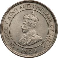 obverse of 1 Farthing - George V (1914 - 1934) coin with KM# 24 from Jamaica. Inscription: GEORGE V KING AND EMPEROR OF INDIA · 1916 ·