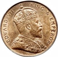 obverse of 1/12 Shilling - Edward VII (1909) coin with KM# 10 from Jersey. Inscription: EDWARD VII KING & EMPEROR