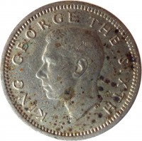New Zealand coin 3 Pence - George VI (1948 - 1952) obverse obverse of 3 Pence - George VI (1948 - 1952) coin with KM# 15 from New Zealand. Inscription: KING GEORGE THE SIXTH