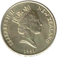 obverse of 1 Dollar - Elizabeth II - 4'th Portrait (1999 - 2013) coin with KM# 120 from New Zealand. Inscription: NEW ZEALAND ELIZABETH II 2000