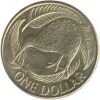 New Zealand coin 1 Dollar - Elizabeth II - 4'th Portrait (1999 - 2013) reverse reverse of 1 Dollar - Elizabeth II - 4'th Portrait (1999 - 2013) coin with KM# 120 from New Zealand. Inscription: ONE DOLLAR