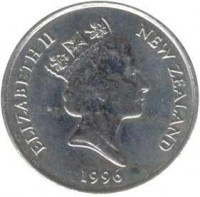 New Zealand coin 10 Cents - Elizabeth II - 3'rd Portrait (1986 - 1998) obverse obverse of 10 Cents - Elizabeth II - 3'rd Portrait (1986 - 1998) coin with KM# 61 from New Zealand. Inscription: ELIZABETH II NEW ZEALAND 1988