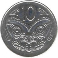 New Zealand coin 10 Cents - Elizabeth II - 3'rd Portrait (1986 - 1998) reverse reverse of 10 Cents - Elizabeth II - 3'rd Portrait (1986 - 1998) coin with KM# 61 from New Zealand. Inscription: 10
