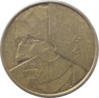 obverse of 5 Francs - Baudouin I - Dutch text (1986 - 1993) coin with KM# 164 from Belgium. Inscription: JPL
