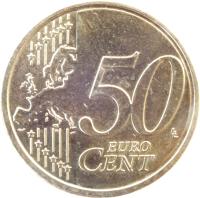 reverse of 50 Euro Cent - Albert II - 2'nd Map; 2'nd Type; 1'st Portrait (2009 - 2013) coin with KM# 300 from Belgium. Inscription: 50 EURO CENT LL