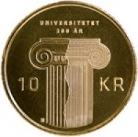 Norway coin 10 Kroner - Harald V - Bicentenary of the Founding of Norway’s First University (2011) reverse reverse of 10 Kroner - Harald V - Bicentenary of the Founding of Norway’s First University (2011) coin with KM# 484 from Norway. Inscription: UNIVERSITETET 200 ÅR 10 KR