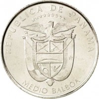 obverse of 1/2 Balboa - Old Panama: Coin of 1580 (2011) coin with KM# 142 from Panama. Inscription: REPUBLICA DE PANAMA MEDIO BALBOA