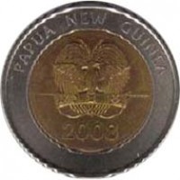 obverse of 2 Kina - Elizabeth II - Bank of Papua New Guinea (2008) coin with KM# 51 from Papua New Guinea. Inscription: PAPUA NEW GUINEA