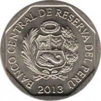 Peru coin 1 Nuevo Sol - Natural resources of Peru: Quinoa (2013) obverse obverse of 1 Nuevo Sol - Natural resources of Peru: Quinoa (2013) coin with KM# 376 from Peru. Inscription: BANCO CENTRAL DE RESERVA DEL PERU 2013