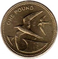 Saint Helena and Ascension coin 1 Pound - Elizabeth II - 3'rd Portrait (1991 - 2006) reverse reverse of 1 Pound - Elizabeth II - 3'rd Portrait (1991 - 2006) coin with KM# 17 from Saint Helena and Ascension. Inscription: ONE POUND