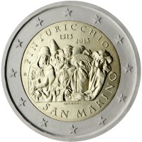 San Marino coin 2 Euro - Pinturicchio (2013) obverse obverse of 2 Euro - Pinturicchio (2013) coin from San Marino. Inscription: PINTURICCHIO 1513 2013 R MOMONI SAN MARINO
