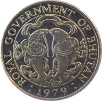 Bhutan coin 25 Chetrums - Jigme Singye Wangchuk (1979) obverse obverse of 25 Chetrums - Jigme Singye Wangchuk (1979) coin with KM# 47a from Bhutan. Inscription: ROYAL GOVERMENT OF BHUTAN