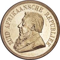 South Africa coin 2 1/2 Shillings (1892 - 1897) obverse obverse of 2 1/2 Shillings (1892 - 1897) coin with KM# 7 from South Africa. Inscription: ZUID AFRIKAANSCHE REPUBLIEK