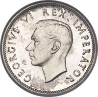 obverse of 1 Shilling - George VI (1937 - 1947) coin with KM# 28 from South Africa. Inscription: GEORGIVS VI REX IMPERATOR
