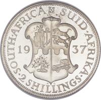 South Africa coin 2 Shillings - George VI (1937 - 1947) reverse reverse of 2 Shillings - George VI (1937 - 1947) coin with KM# 29 from South Africa. Inscription: SOUTH · AFRICA SUID · AFRIKA · 2 SHILLINGS ·