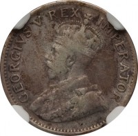 obverse of 3 Pence - George V - ZUID-AFRIKA 3 PENCE (1925 - 1930) coin with KM# 15.1 from South Africa. Inscription: GEORGIUS V REX IMPERATOR