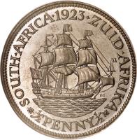 South Africa coin 1/2 Penny - George V (1923 - 1936) reverse reverse of 1/2 Penny - George V (1923 - 1936) coin with KM# 13 from South Africa. Inscription: SOUTH · AFRICA · 1923 · ZUID · AFRIKA KG * · PENNY · *