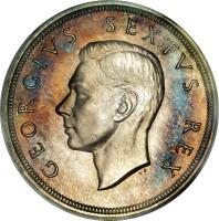 South Africa coin 5 Shillings - George VI - SOUTH AFRICA - SUID-AFRIKA (1948 - 1950) obverse obverse of 5 Shillings - George VI - SOUTH AFRICA - SUID-AFRIKA (1948 - 1950) coin with KM# 40.1 from South Africa. Inscription: GEORGIVS SEXTVS REX