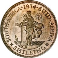 reverse of 1 Shilling - George V (1923 - 1936) coin with KM# 17 from South Africa. Inscription: SOUTH · AFRICA · 1924 · ZUID · AFRIKA 1 SHILLING 1