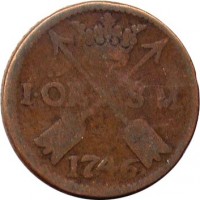 Sweden coin 1 Öre Silfwermynt - Fredrik I (1730 - 1750) reverse reverse of 1 Öre Silfwermynt - Fredrik I (1730 - 1750) coin with KM# 416 from Sweden. Inscription: 1.ÖR. S.M. 1736.