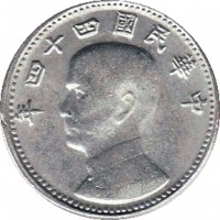 Taiwan coin 1 Jiao (1955) obverse obverse of 1 Jiao (1955) coin with Y# 533 from Taiwan. Inscription: 年 四 十 四 國 民 華 中