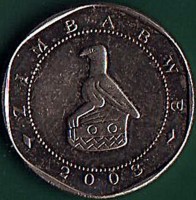 obverse of 10 Dollars (2003) coin with KM# 14 from Zimbabwe. Inscription: ZIMBABWE 2003