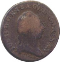 obverse of 1/2 Kreuzer - Joseph II (1780 - 1790) coin with KM# 2053 from Austria. Inscription: IOS · II · D · G · R · I · S · A · GE · HV · BO · REX · A · A ·