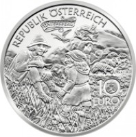 obverse of 10 Euro - Charlemagne in the Undersberg (2010) coin with KM# 3186 from Austria. Inscription: KAISER KARL IM UNTERSBERG