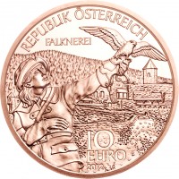 reverse of 10 Euro - Carinthia (2012) coin with KM# 3208 from Austria. Inscription: REPUBLIK ÖSTERREICH FALKNEREI 10 EURO 2012