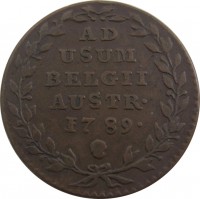 Austrian Netherlands coin 2 Liards / 2 Oorden - Joseph II (1781 - 1789) reverse reverse of 2 Liards / 2 Oorden - Joseph II (1781 - 1789) coin with KM# 31 from Austrian Netherlands. Inscription: AD USUM BELGII AUSTR · 1789 ·
