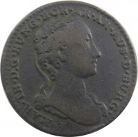 Austrian Netherlands coin 1 Liard / 1 Oord - Maria Theresa (1744 - 1745) obverse obverse of 1 Liard / 1 Oord - Maria Theresa (1744 - 1745) coin with KM# 1 from Austrian Netherlands. Inscription: MAR · TH · D:G · HUNG · BOH · R · AR · AUS · D · BURG