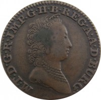 Austrian Netherlands coin 2 Liards / 2 Oorden - Maria Theresa (1749 - 1753) obverse obverse of 2 Liards / 2 Oorden - Maria Theresa (1749 - 1753) coin with KM# 3 from Austrian Netherlands. Inscription: M · T · D · G · R · JMP · G · H · B · REG · A · A · D · BURG ·