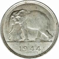 obverse of 50 Francs - Leopold III (1944) coin with KM# 27 from Belgian Congo. Inscription: 1944