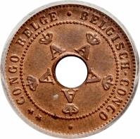 Belgian Congo coin 1 Centime - Albert I (1910 - 1919) obverse obverse of 1 Centime - Albert I (1910 - 1919) coin with KM# 15 from Belgian Congo. Inscription: **CONGO BELGE · BELGISH-CONGO · A A A A A