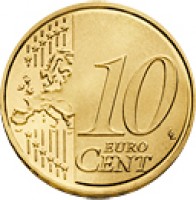 reverse of 10 Euro Cent - Philippe (2014 - 2015) coin with KM# 334 from Belgium. Inscription: 10 EURO CENT LL