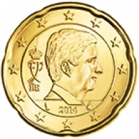 obverse of 20 Euro Cent - Philippe (2014 - 2015) coin with KM# 335 from Belgium. Inscription: FP BE 2014