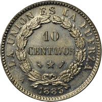 Bolivia coin 10 Centavos (1883) reverse reverse of 10 Centavos (1883) coin with KM# 170 from Bolivia. Inscription: LA UNION ES LA FUERZA 10 CENTAVOS 1883