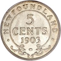 reverse of 5 Cents - Edward VII (1903 - 1908) coin with KM# 7 from Canadian provinces.