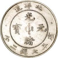 China coin 1 Dollar - Guangxu (1899 - 1908) obverse obverse of 1 Dollar - Guangxu (1899 - 1908) coin with Y# 73 from China.