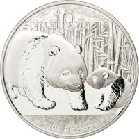 China coin 10 Yuan - Panda Silver Bullion (2011) reverse reverse of 10 Yuan - Panda Silver Bullion (2011) coin with KM# 1980 from China. Inscription: 10元 1oz Ag.999