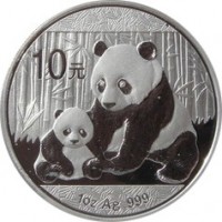 China coin 10 Yuan - Panda Silver Bullion (2012) reverse reverse of 10 Yuan - Panda Silver Bullion (2012) coin with KM# 2029 from China. Inscription: 10 1oz Ag .999