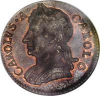 England coin 1 Farthing - Charles II (1672 - 1679) obverse obverse of 1 Farthing - Charles II (1672 - 1679) coin with SP# 3394 from England. Inscription: CAROLVS · A · CAROLO