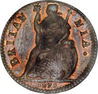 England coin 1 Farthing - Charles II (1672 - 1679) reverse reverse of 1 Farthing - Charles II (1672 - 1679) coin with SP# 3394 from England. Inscription: BRITAN NIA · 1672
