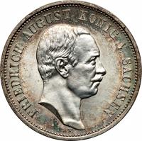 obverse of 3 Mark - Friedrich August III (1908 - 1913) coin with KM# 1267 from German States. Inscription: FRIEDRICH AUGUST KÖNIG V. SACHSEN