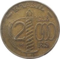 obverse of 2000 Réis - Round (1936 - 1938) coin with KM# 542 from Brazil. Inscription: -BRASIL- 1937 2000 RS WT