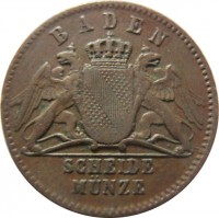 obverse of 1/2 Kreuzer - Friedrich I (1859 - 1871) coin with KM# 241 from German States. Inscription: BADEN SCHEIDE MUNZE