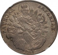 German States coin 1 Conventionsthaler - Maximilian III Joseph - Madonnentaler (1760 - 1777) reverse reverse of 1 Conventionsthaler - Maximilian III Joseph - Madonnentaler (1760 - 1777) coin with KM# 519 from German States. Inscription: PATRONA BAVARIAE. 1770.
