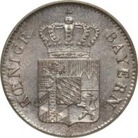 obverse of 1 Kreuzer - Ludwig I (1839 - 1856) coin with KM# 799 from German States. Inscription: KÖNIGR. BAYERN