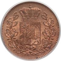 German States coin 2 Pfenning - Ludwig II (1858 - 1871) obverse obverse of 2 Pfenning - Ludwig II (1858 - 1871) coin with KM# 857 from German States.
